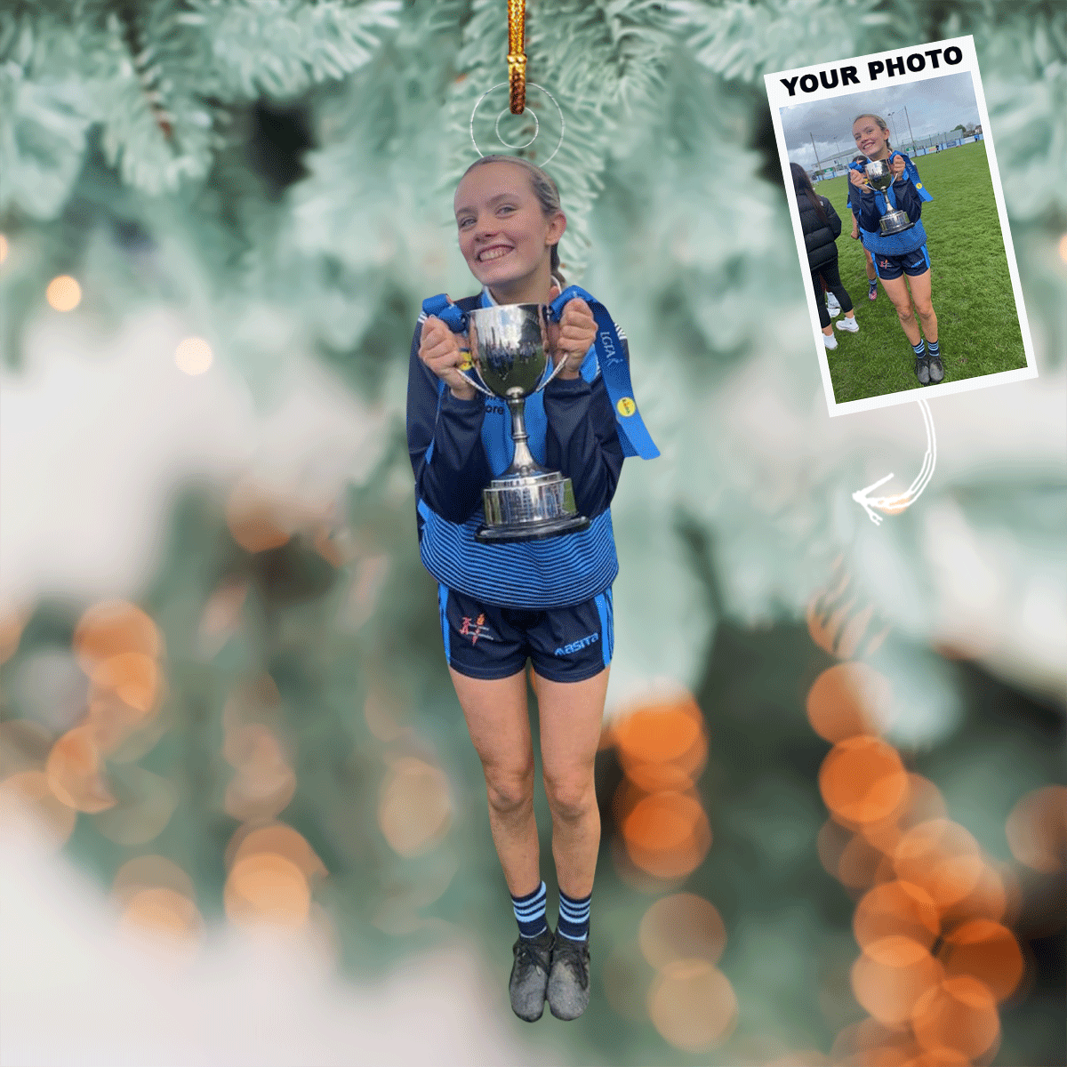 I Am The Champion Personalized Photo Mica Ornament Gift For Soccer Lovers Family members