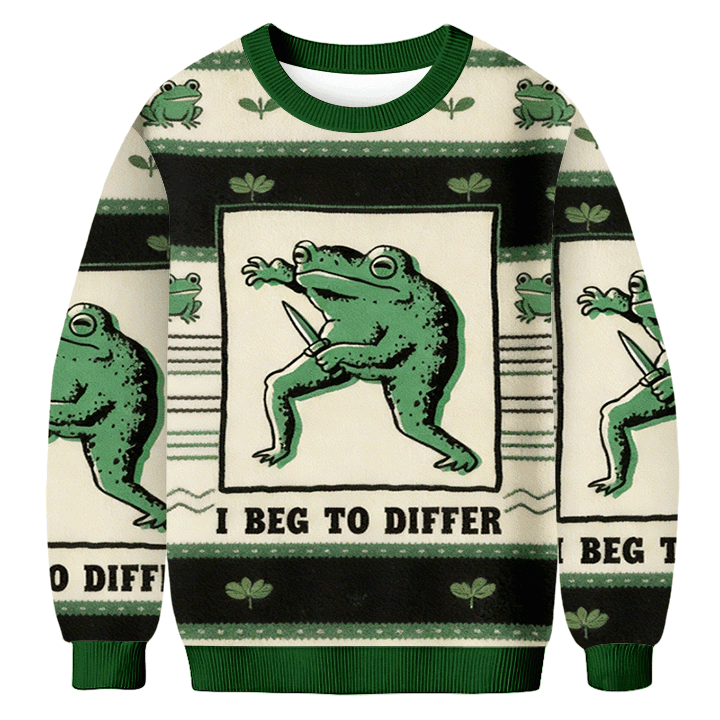 I Beg To Differ Frog Ugly Sweater Christmas Outfits Frog Lover Xmas Gifts