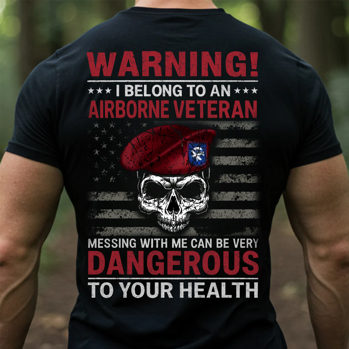 I Belong to an Airborne Veteran T-Shirt Military Skull Design Paratrooper Pride Army Veteran Gift