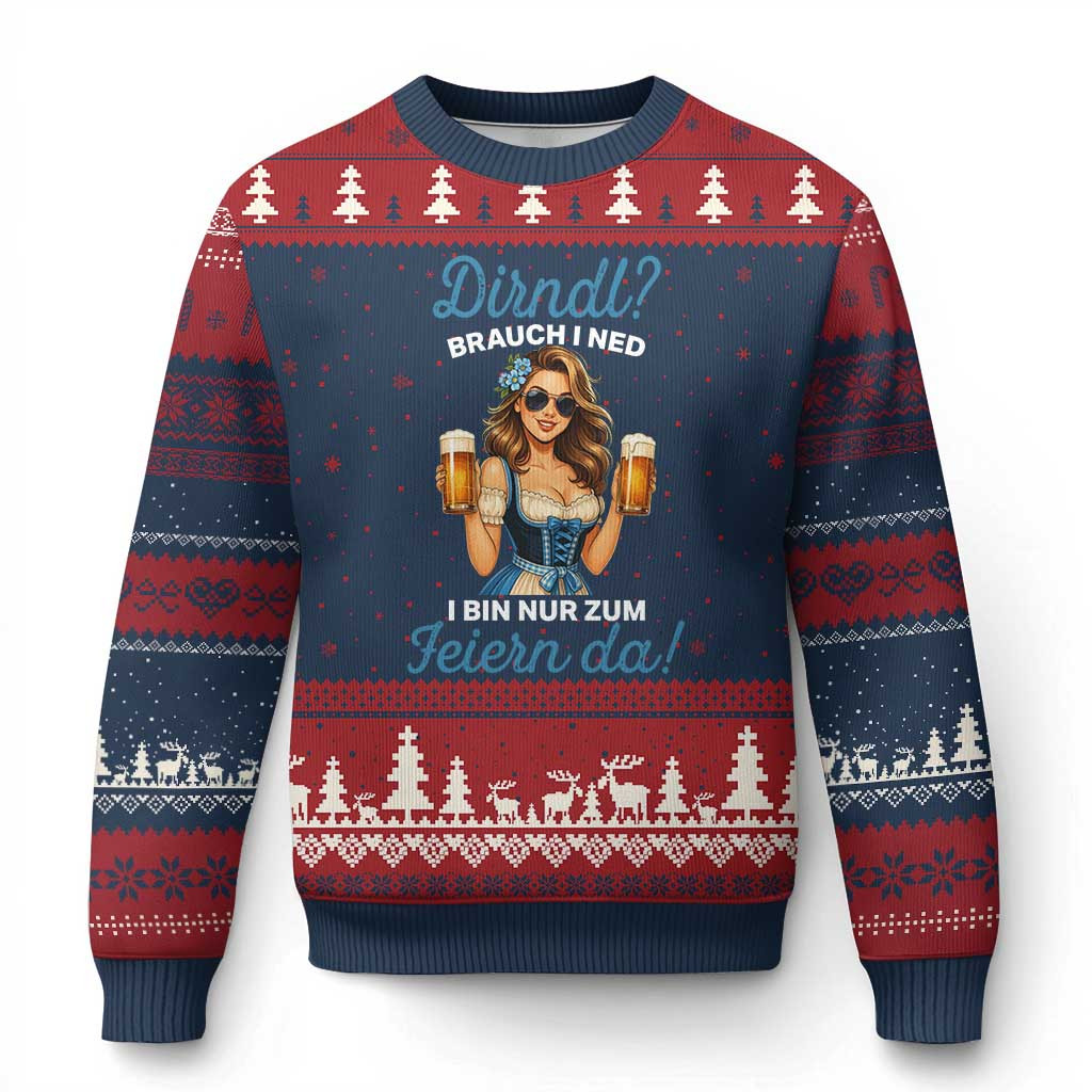 I Bin Nur Zum Feiern Da Ugly Christmas Sweater Funny Beer Girl Sweater Dirndl Party Gifts