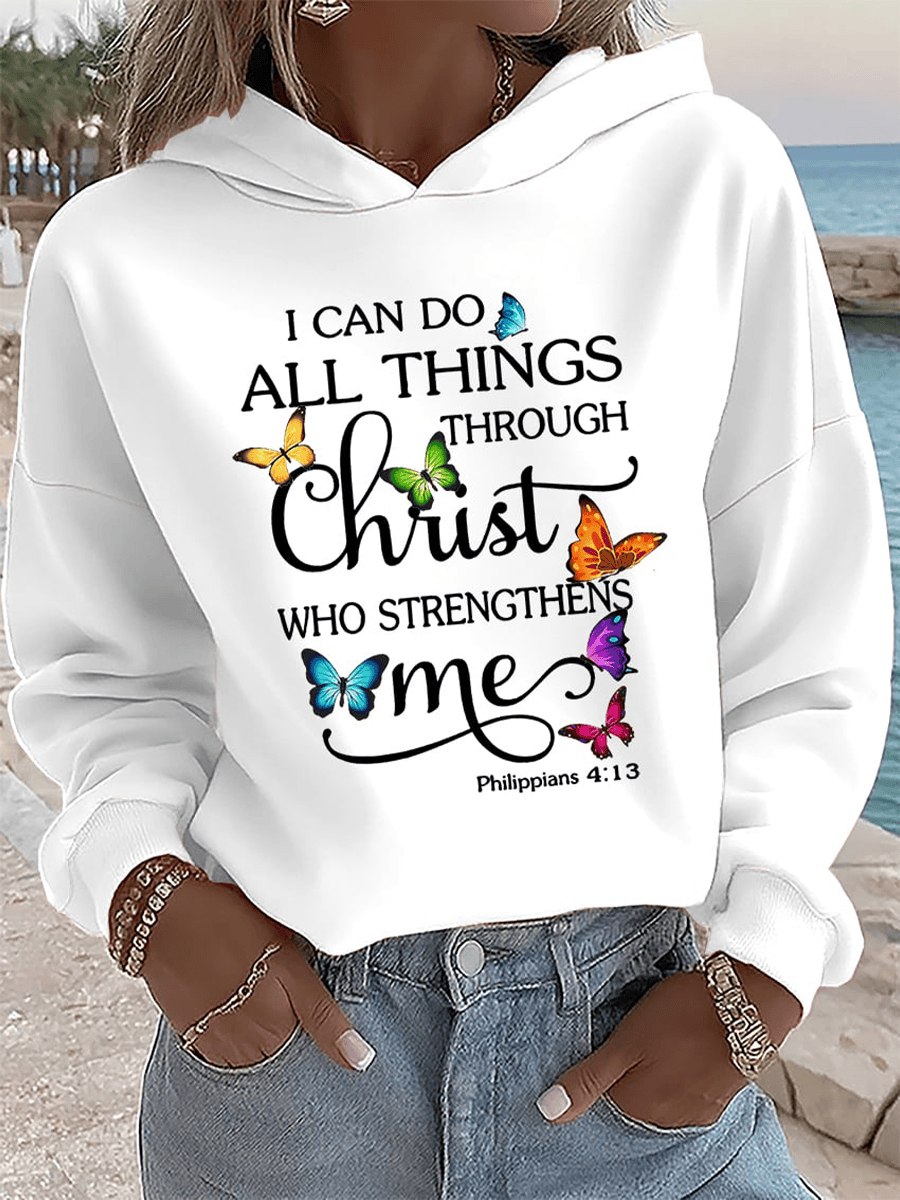 I Can Do All Things Through Christ Hoodie Christian Bible Verse Clothes Faith Gift For Her