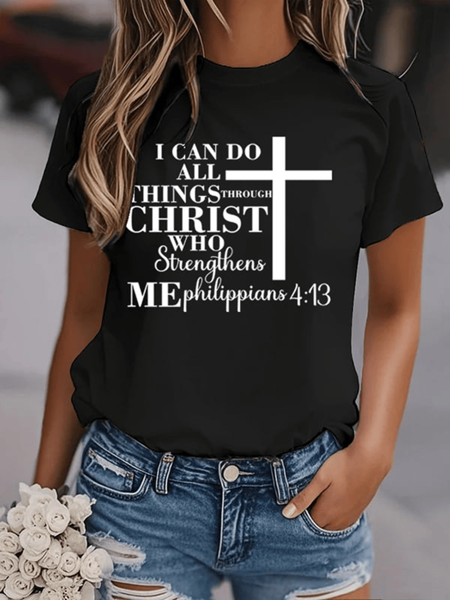 I Can Do All Things Through Christ T-Shirt Cross Christian Faith Shirt Gift For Women