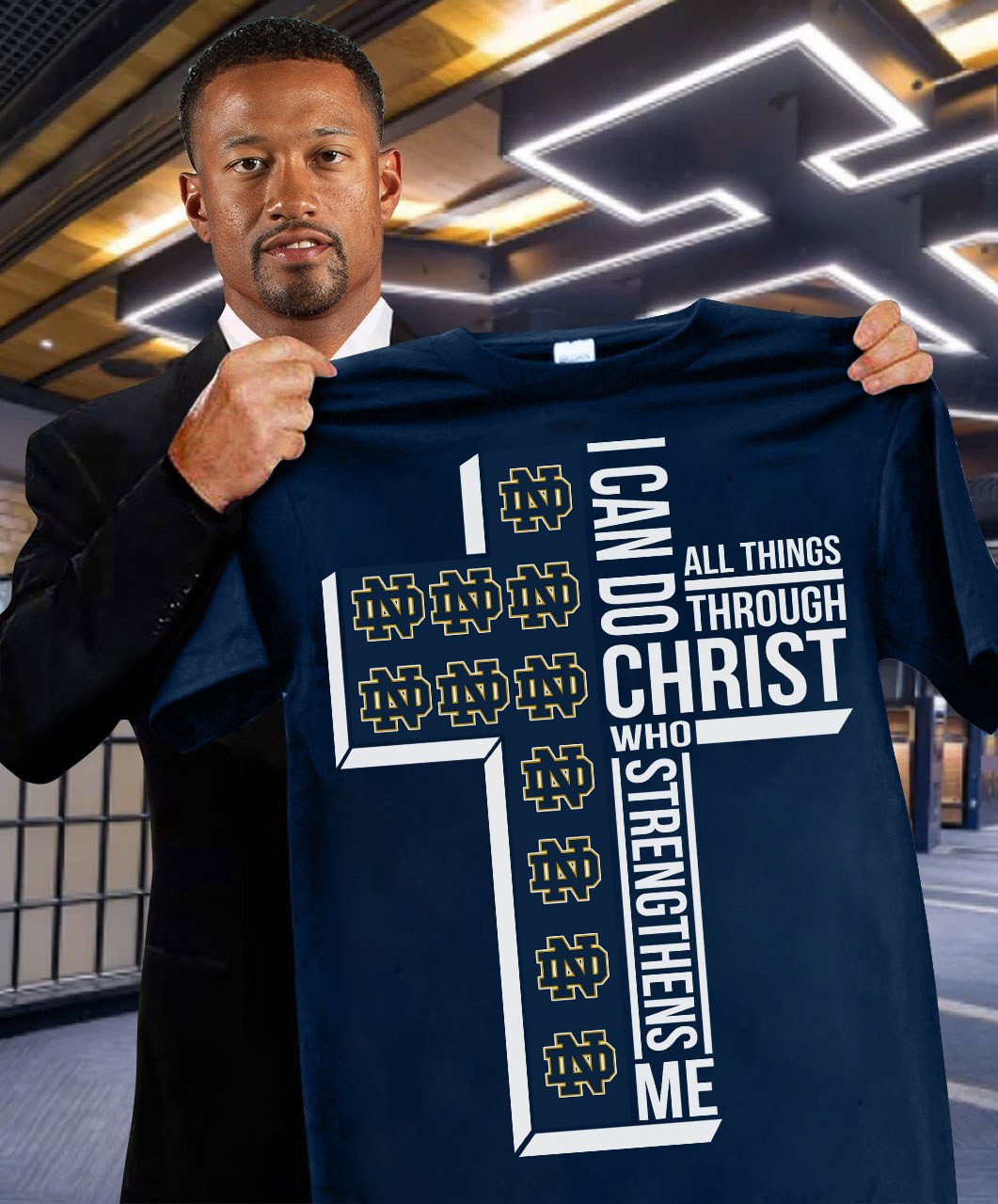 I Can Do All Things Through Christ Who Strengthens Me Notre Dame T-Shirt Football Gifts For Men