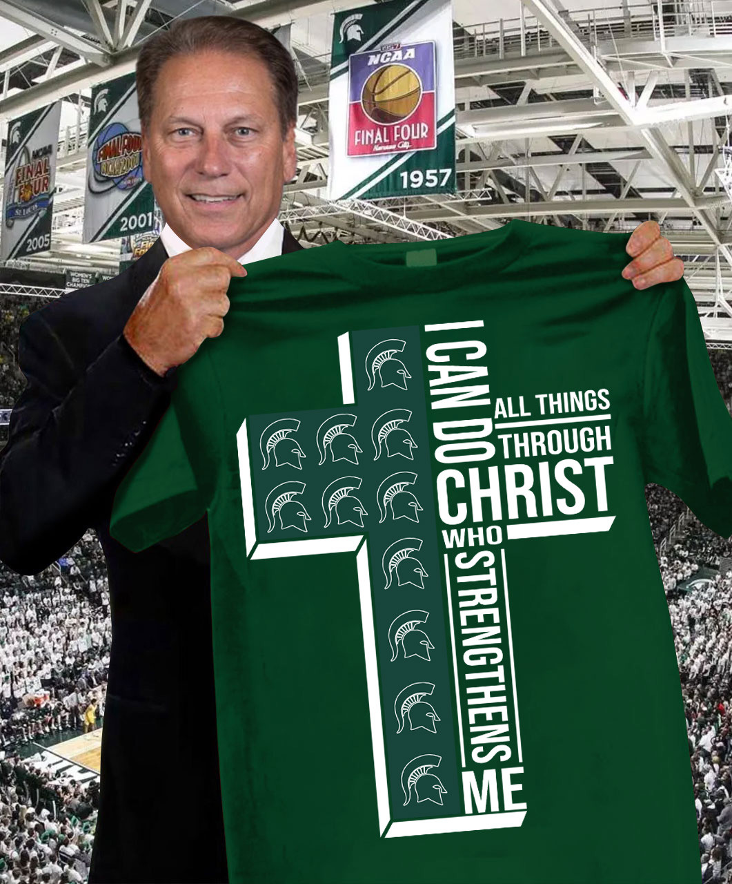 I Can Do All Things Through Christ Who Strengthens Me Spartans T-Shirt Basketball Fan Gifts