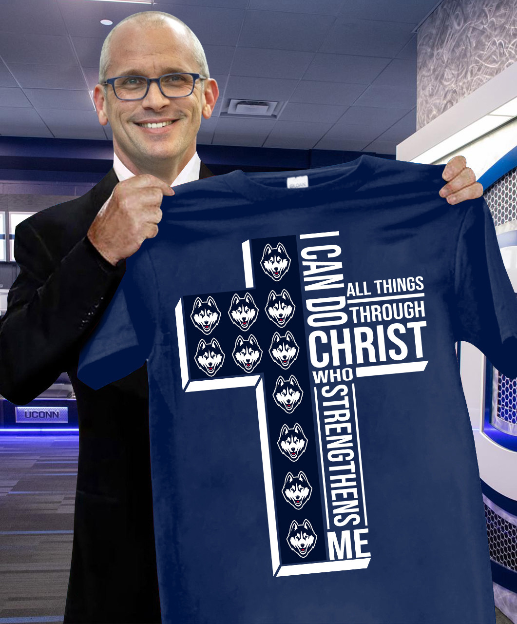 I Can Do All Things Through Christ Who Strengthens Me UConn Husky T-Shirt Basketball Fan Gifts