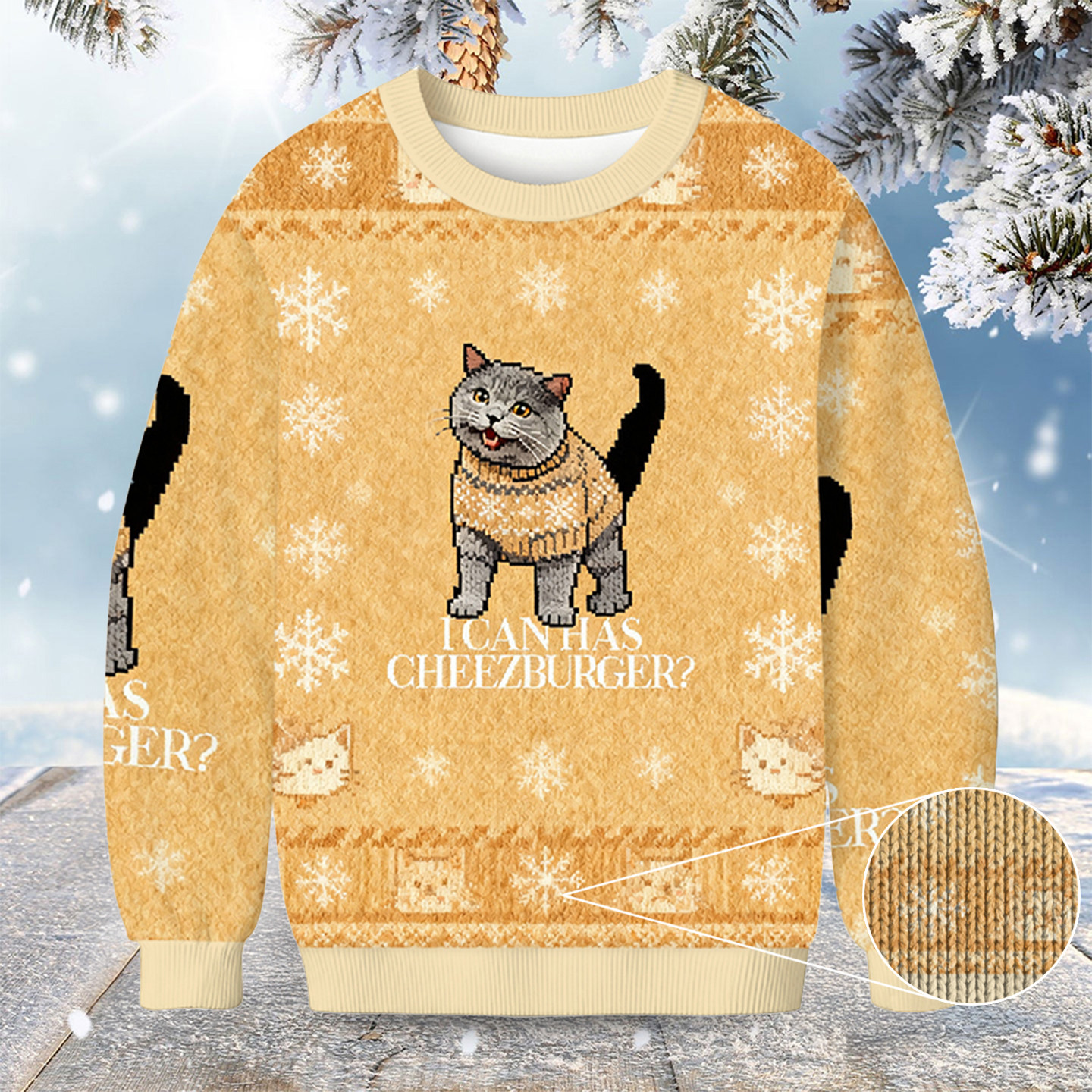 I Can Has Cheezburger Christmas Ugly Sweater Cat Themed Pet Lover Xmas Gifts