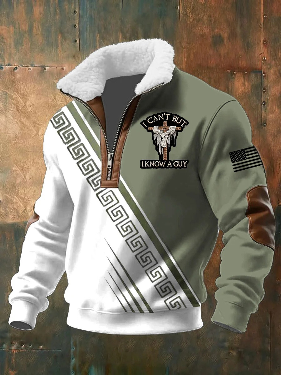 I Cant But I Know A Guy Camo Zip Sweatshirt Men Christian Faith Apparel Gift For Believers
