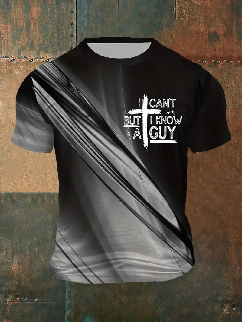 I Cant But I Know A Guy Christian Faith T-Shirt Jesus Cross Apparel Inspirational Gift For Believers