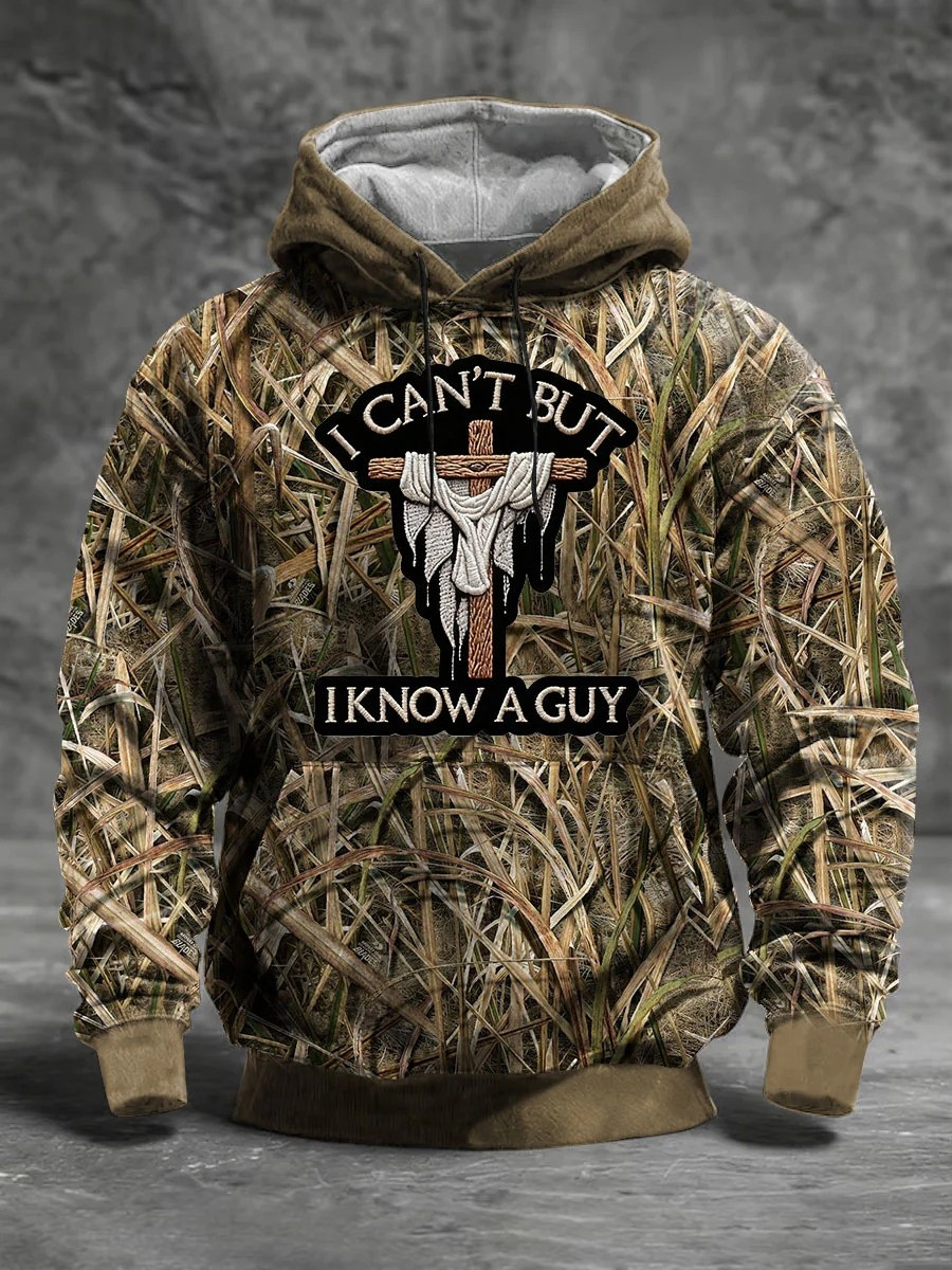 I Cant But I Know A Guy Hunter Camo Hoodie Men Christian Faith Apparel Gift For Believers