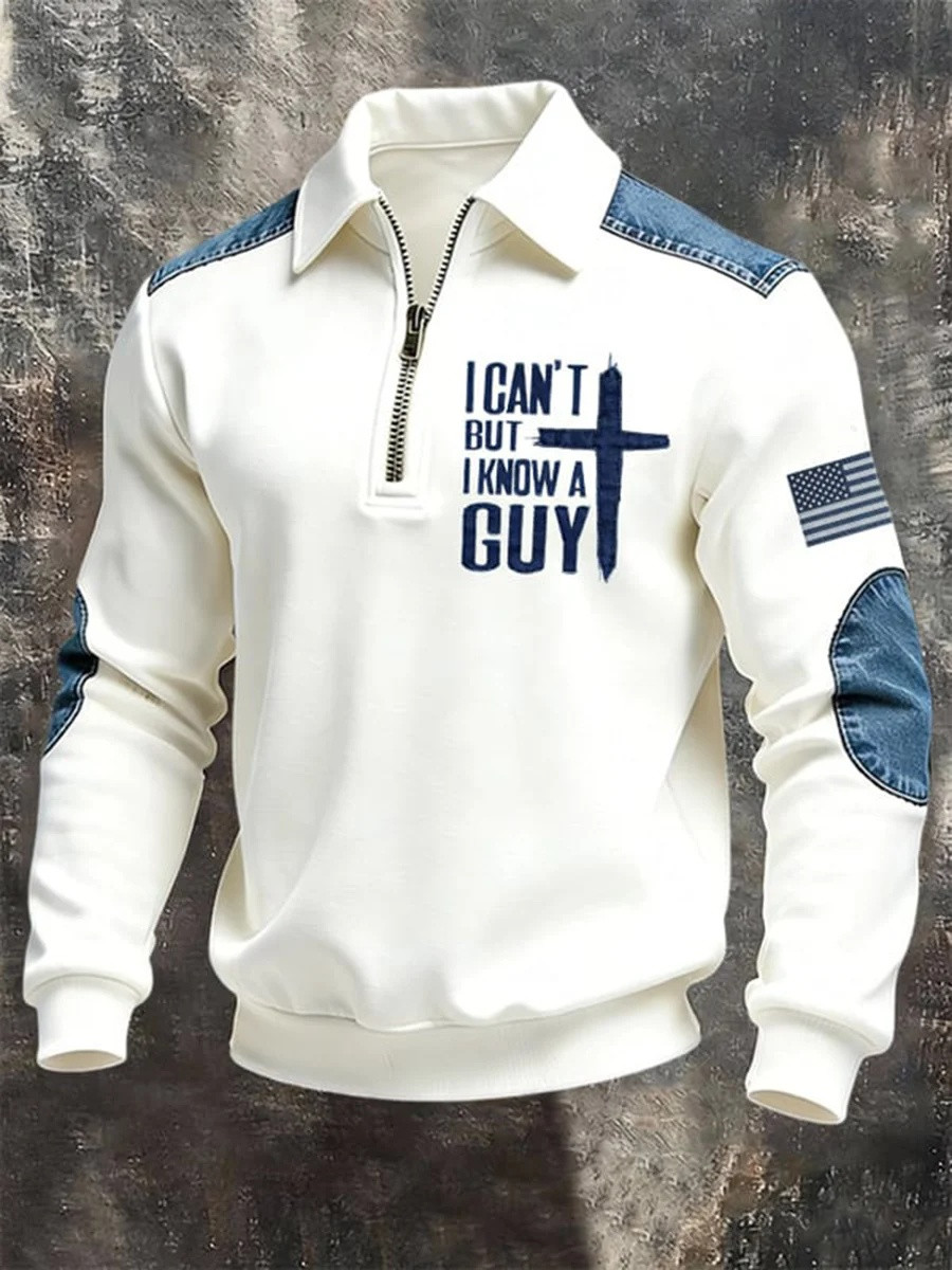 I Cant But I Know A Guy Jesus Zip Polo Sweatshirt Men Christian Apparel Tees Gift For Believers