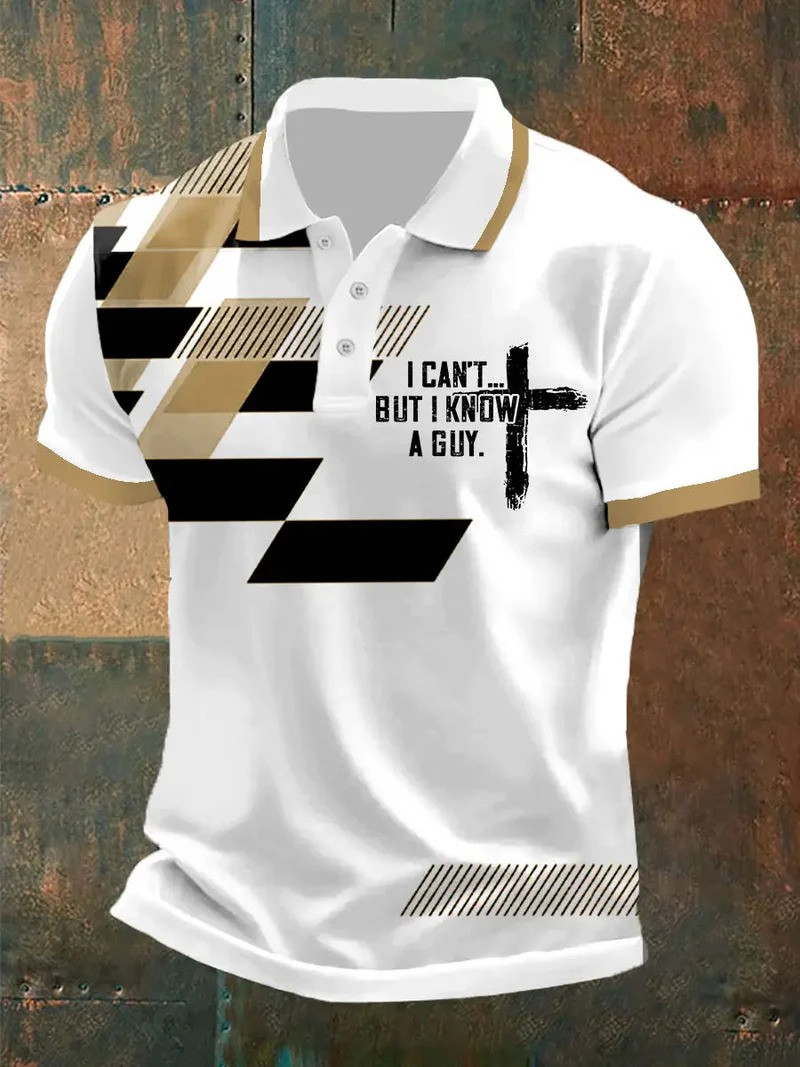 I Cant But I Know A Guy Polo Shirt Christian Faith Geometric Apparel Inspirational Gift For Believers