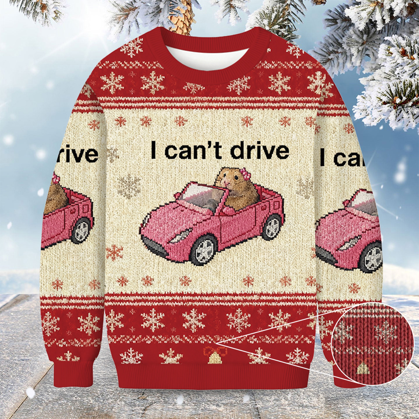 I Can't Drive Funny Hamster Meme Christmas Ugly Sweater Animal Themed Christmas Gifts For Hamster Lovers