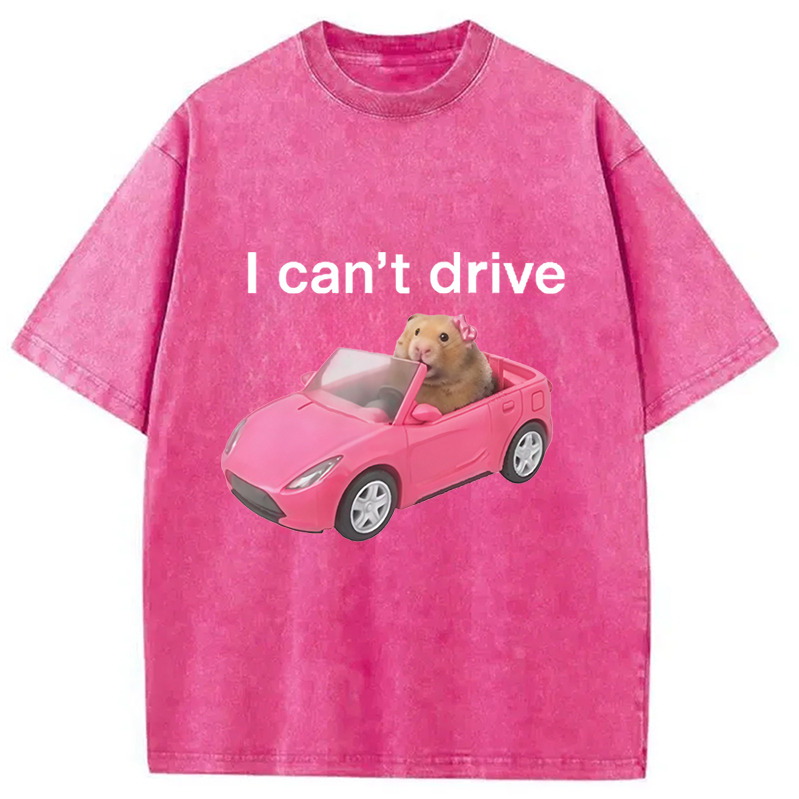 I Can't Drive Funny Hamster Meme Washed T-Shirt Classic Graphic Fashion Tee Gifts For Brother