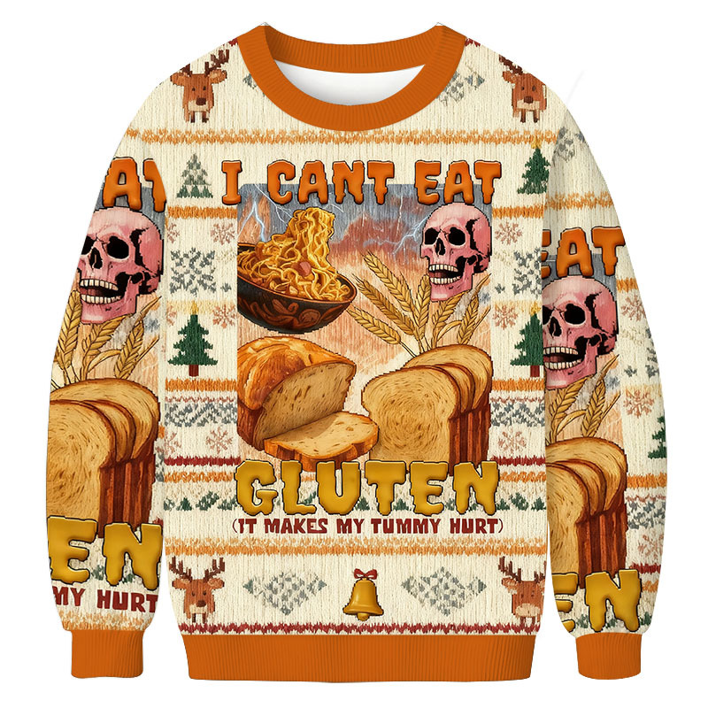 I Can't Eat Gluten Funny Meme Christmas Ugly Sweatshirt Festive Xmas Winter Sweater Gift Ideas I Can't Eat Gluten Funny Meme Christmas Ugly Sweatshirt Festive Xmas Winter Sweater Gift Ideas