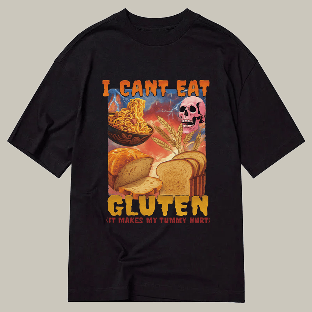I Can't Eat Gluten Funny Meme Classic T-Shirt Hilarious Shirt Skeleton Pattern Gifts For Him