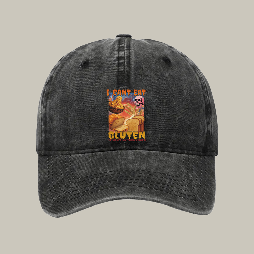 I Can'T Eat Gluten Funny Meme Washed Cap Xmas Funny Hats Xmas Gifts For Brother