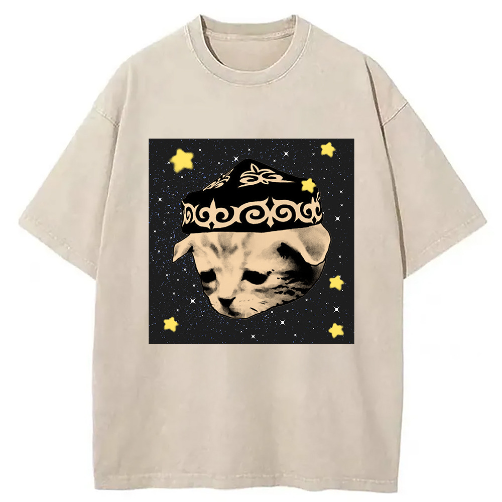 I Can't Hat Cat Washed T-Shirt Funny Aesthetic Trendy Apparel Gifts For Her