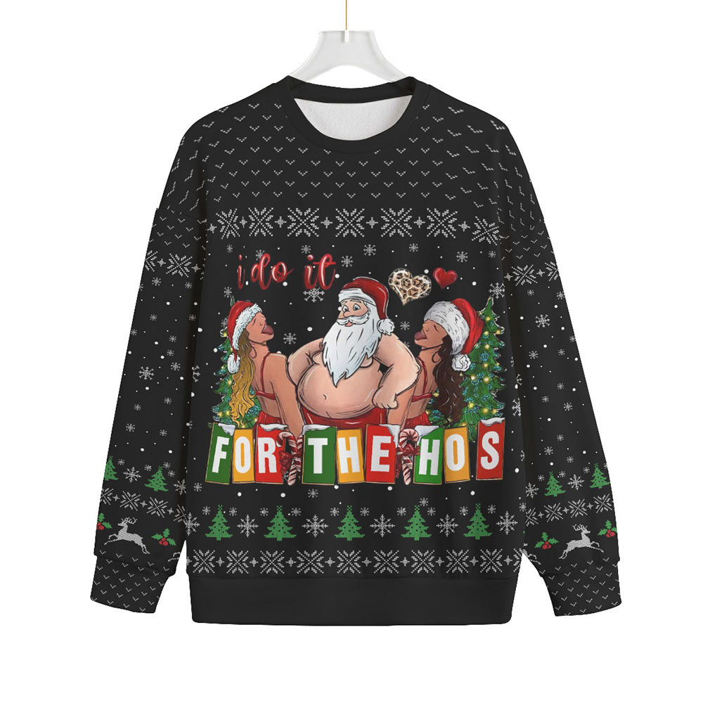I Do It For The Hos Santa Plus Size Christmas Sweater Trendy Christmas Sweater for Winter Outfits