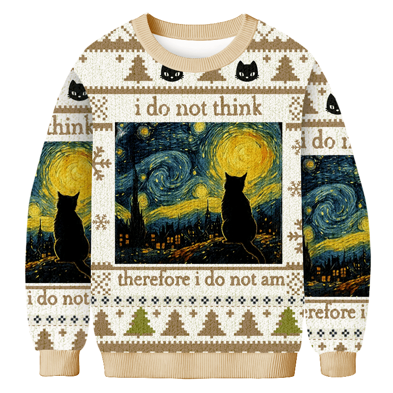 I Do Not Think Therefore I Do Not Am Christmas Ugly Sweater Xmas Wear Art Lover Gifts