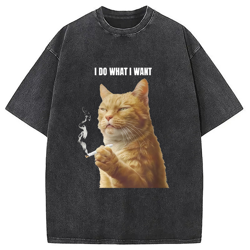 I Do What I Want Washed T-Shirt Casual Oversized Outfit Style Gifts For Besties