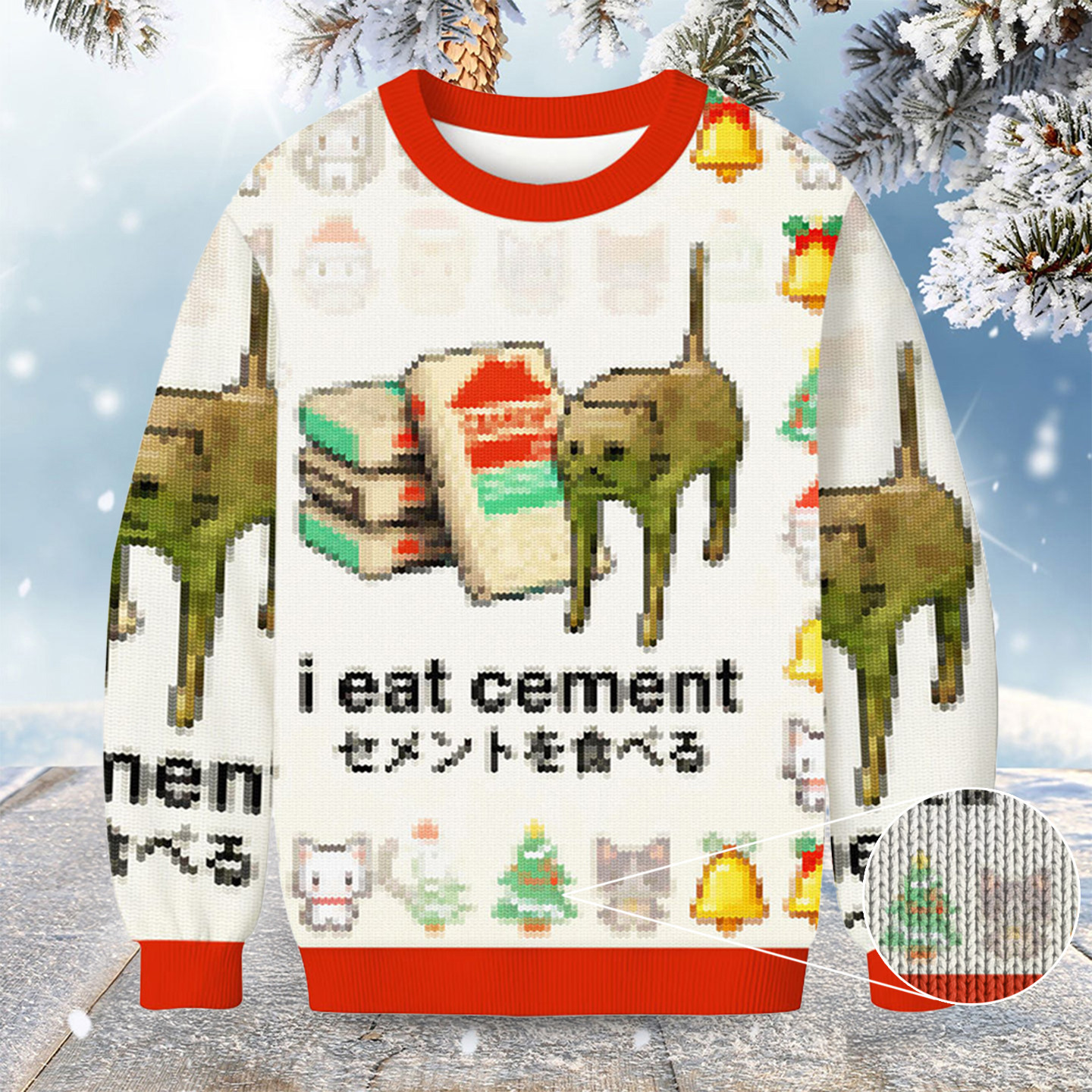 I Eat Cement Christmas Ugly Sweater Weird Christmas Sweater Cat Gifts For Her
