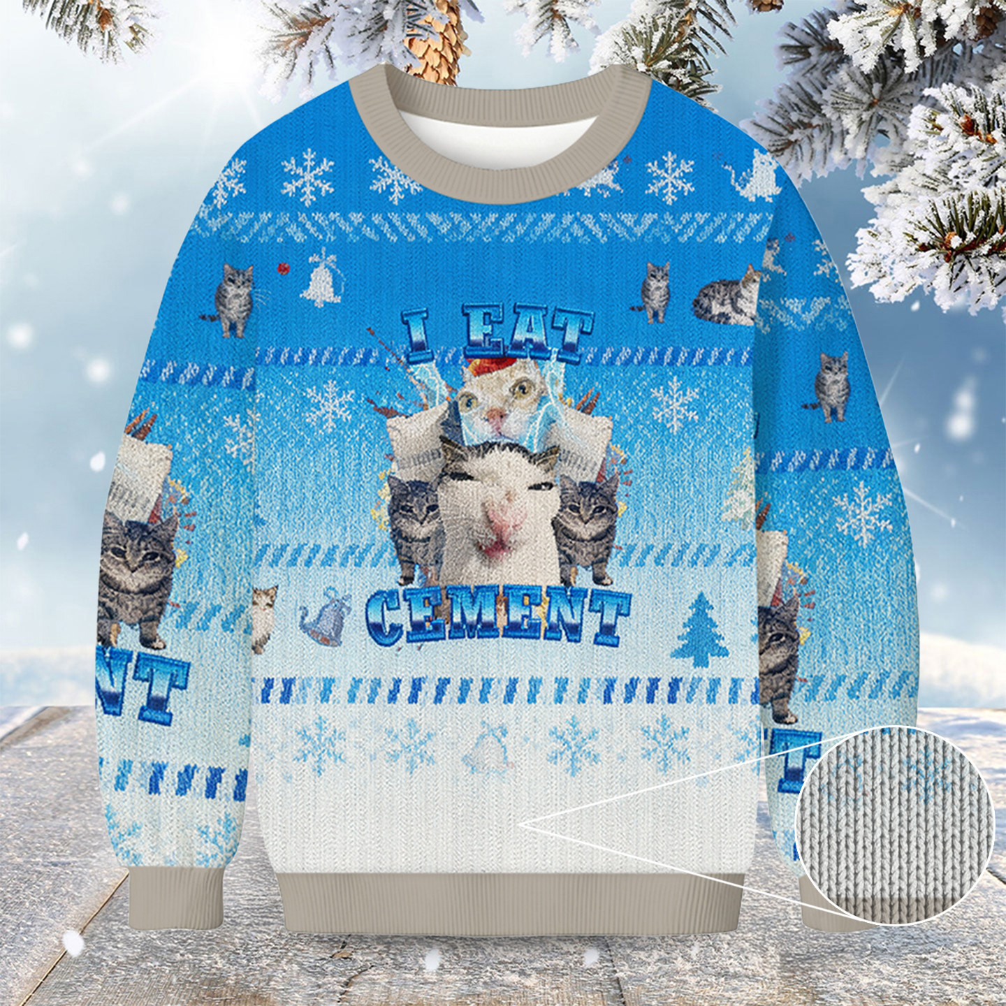 I Eat Cement Funny Cat Meme Christmas Ugly Sweater Christmas Clothing Cat Gifts For Xmas
