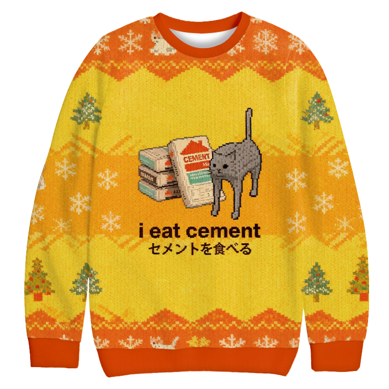 I Eat Cement Yellow Christmas Ugly Sweatshirt Christmas Party Novelty Sweater Gift Ideas