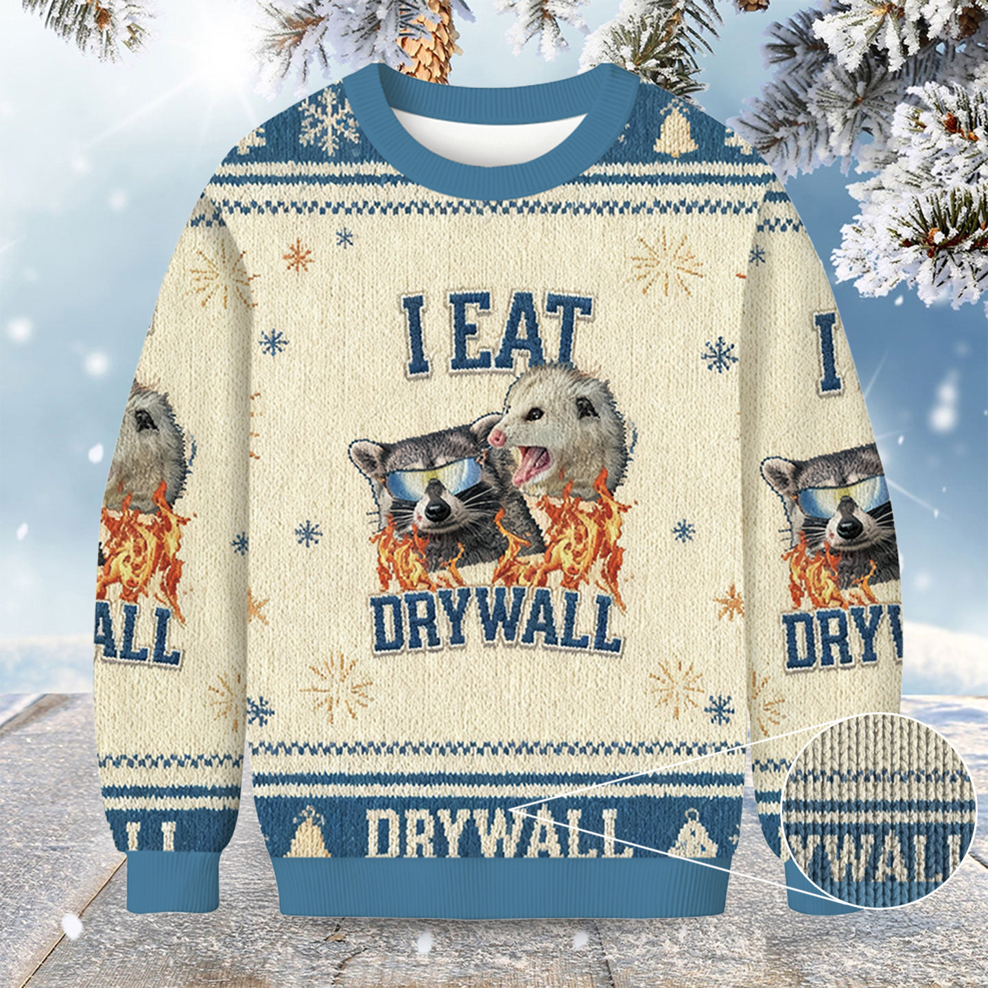 I Eat Drywall Christmas Ugly Sweater Animal Themed Christmas Gifts For Raccoon Lovers