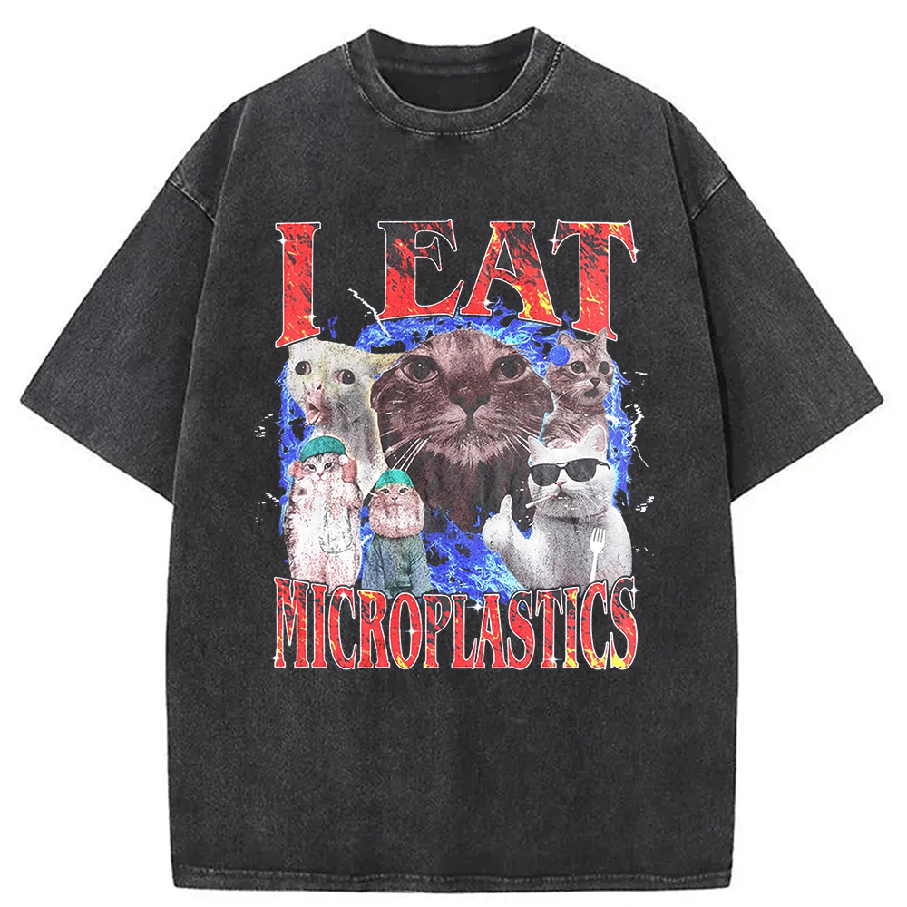 I Eat Microplastics Washed T-Shirt Unique Aesthetic Fashion Tee Gifts For Him