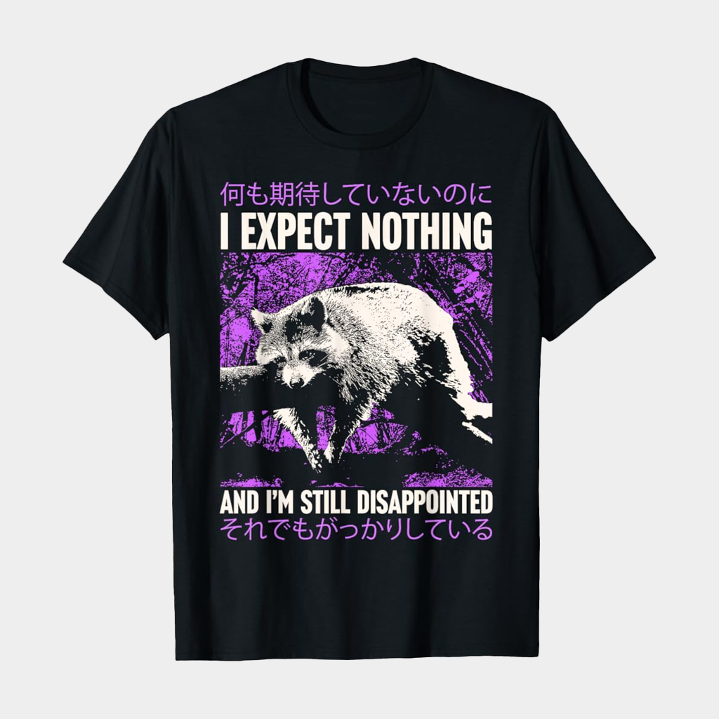 I Expect Nothing And I'm Still Disappointed Raccoon Japanese T-Shirt Gifts For Besties