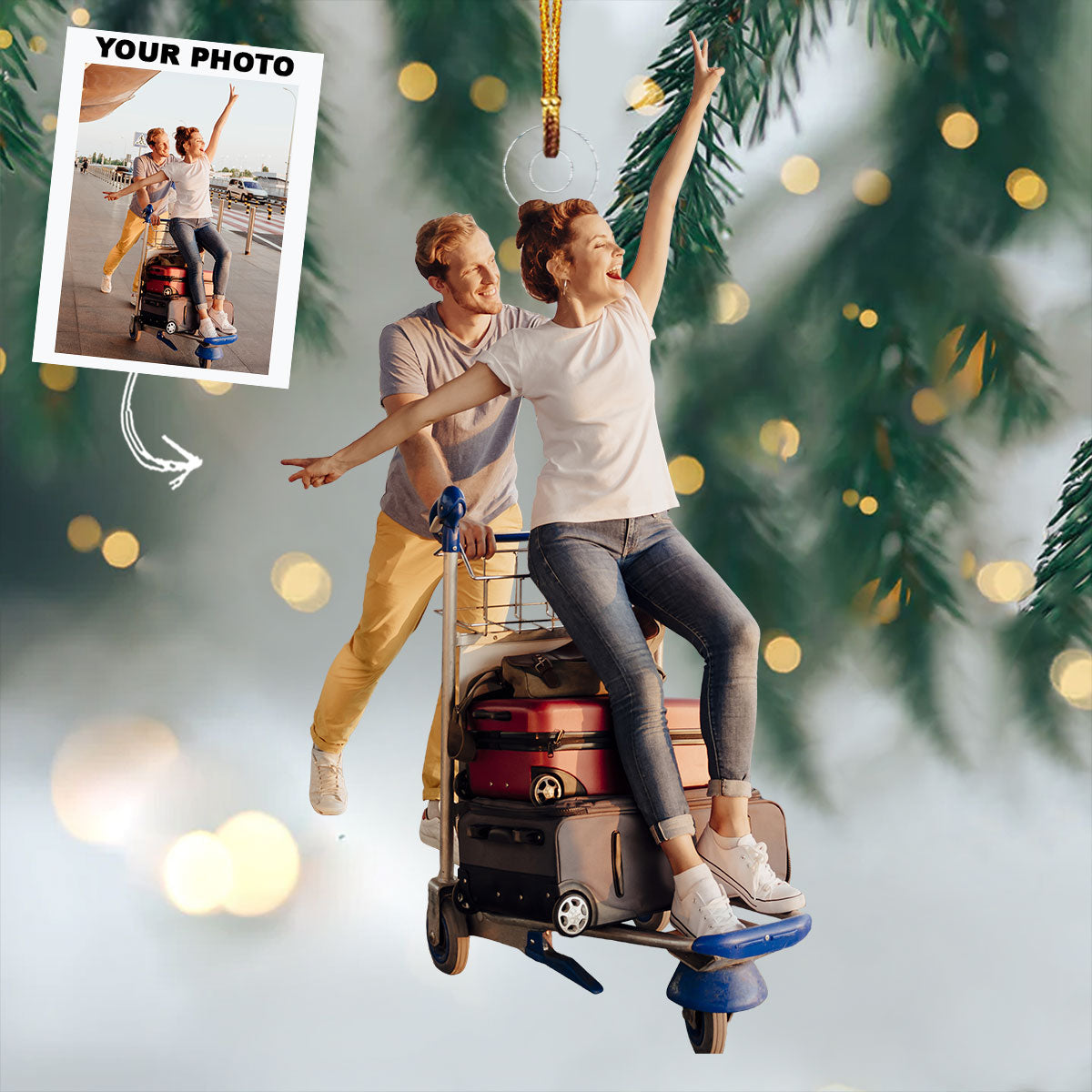I Found My Travel Partner In Life Personalized Photo Mica Ornament Christmas Gift For