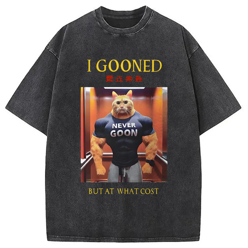 I Gooned But At What Cost Funny Washed T-Shirt Retro Humor Outfit Idea Gifts For BFF