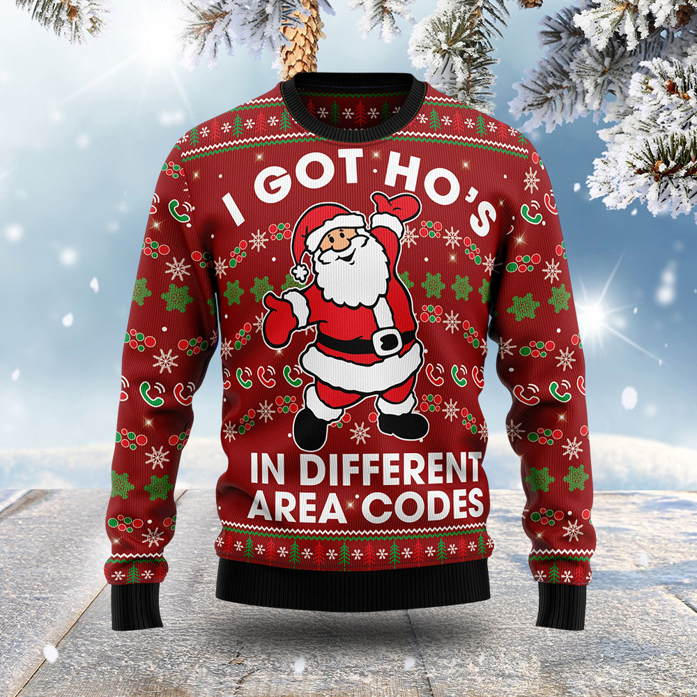 I Got Ho's In Different Area Codes Ugly Christmas Sweater Santa Christmas Sweater Gifts For Men