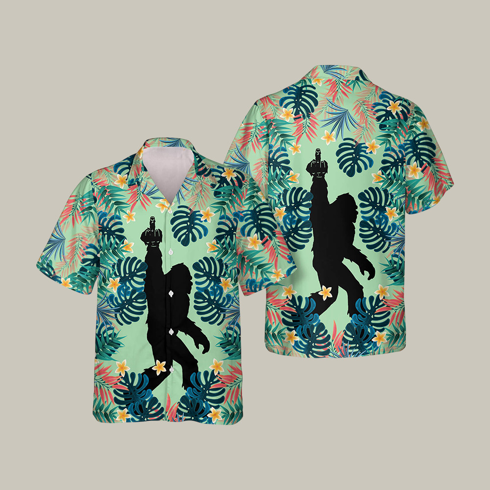 I Hate People Bigfoot Hawaiian Shirt Middle Finger Bigfoot Shirt Humorous Gift For Adult