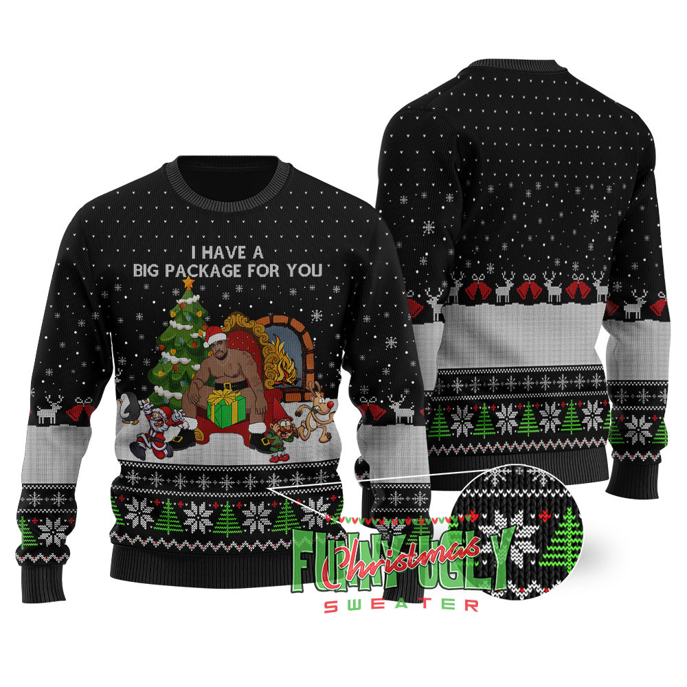 I Have A Big Package For You Barry Wood Christmas Sweater Black Cute Holiday Sweatshirt to Spread Joy