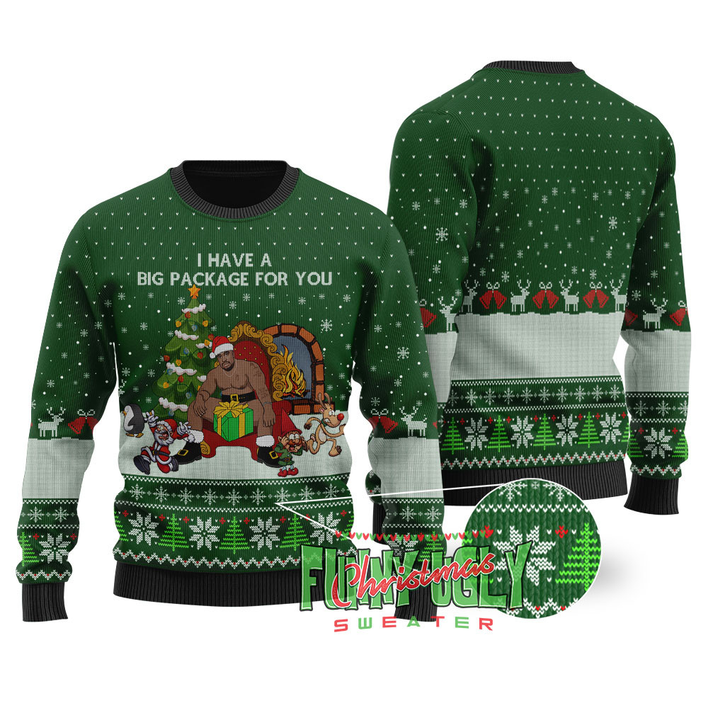 I Have A Big Package For You Barry Wood Christmas Sweater Forest Green Merry Christmas Sweatshirt for Holiday Fun