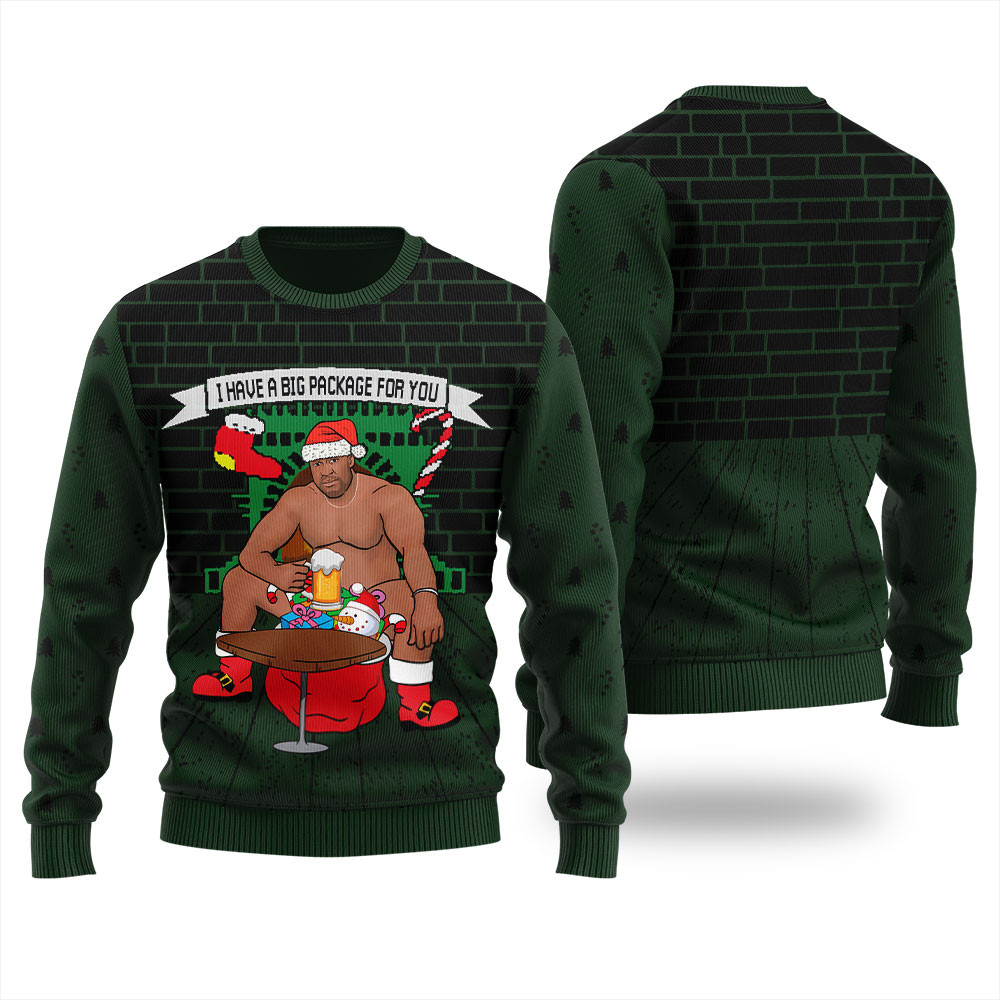 I Have A Big Package For You Barry Wood Christmas Sweater Men Forest Green Stylish Winter Sweatshirt for Everyday Wear