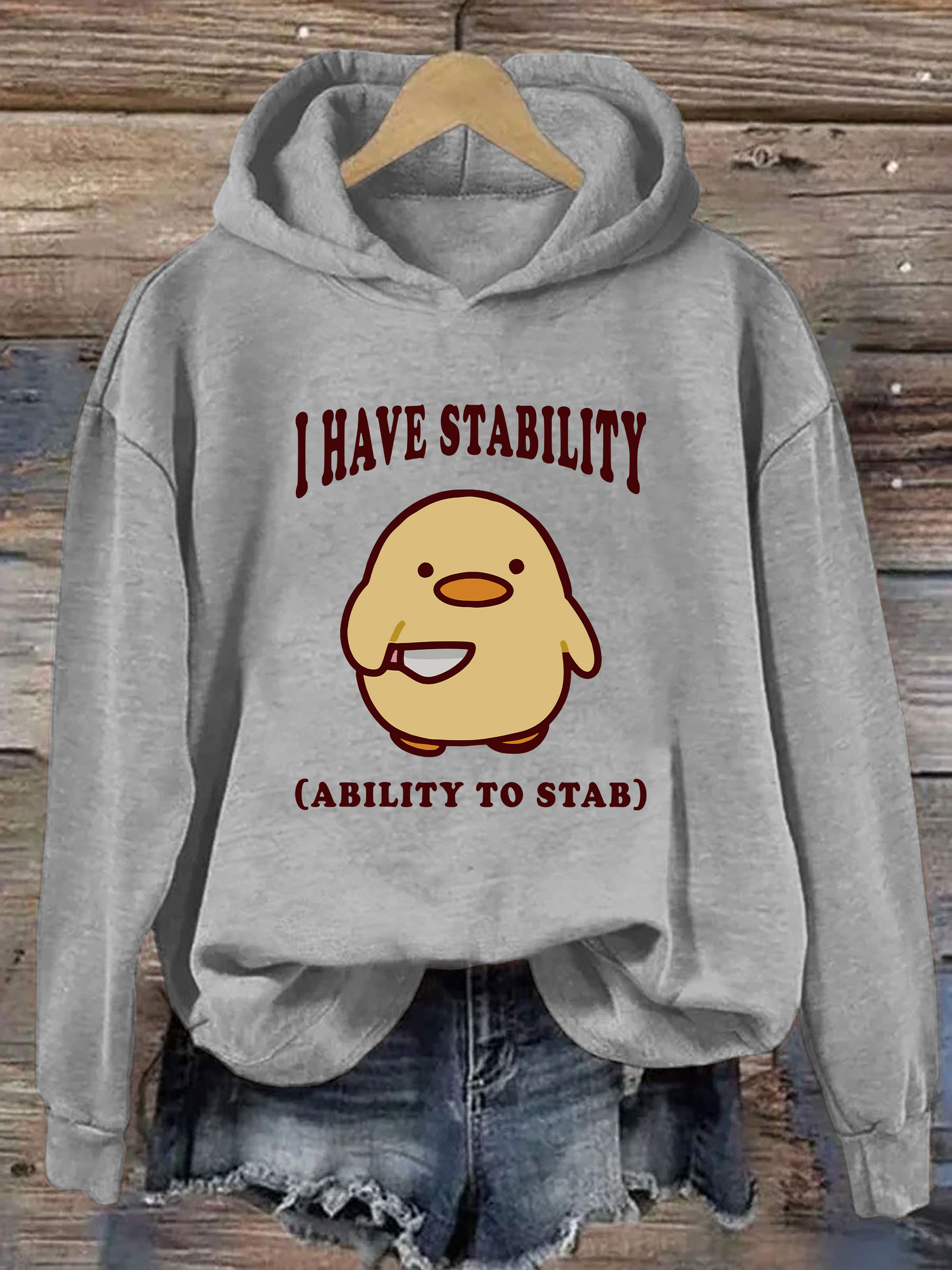 I Have Stability Ability To Stab Hoodie Cartoon Graphic Funny Clothing Present Ideas For Her