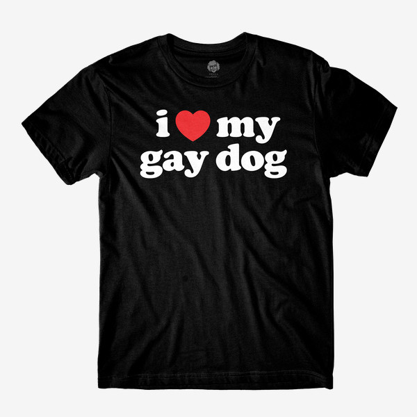 I Heart My Dog Black T-Shirt Casual Wear Adult Humor Shirt Gifts For Gay Men