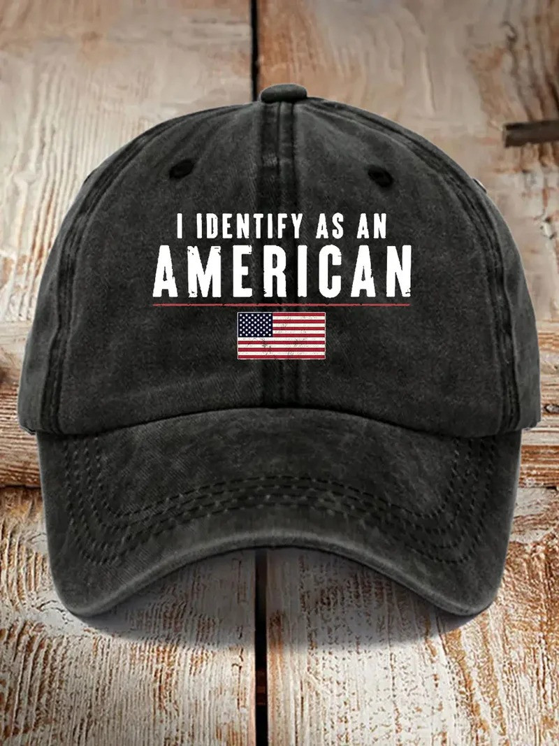 I Identify As An American Hat USA Flag Cap Independence Day Accessory Gift For Dad
