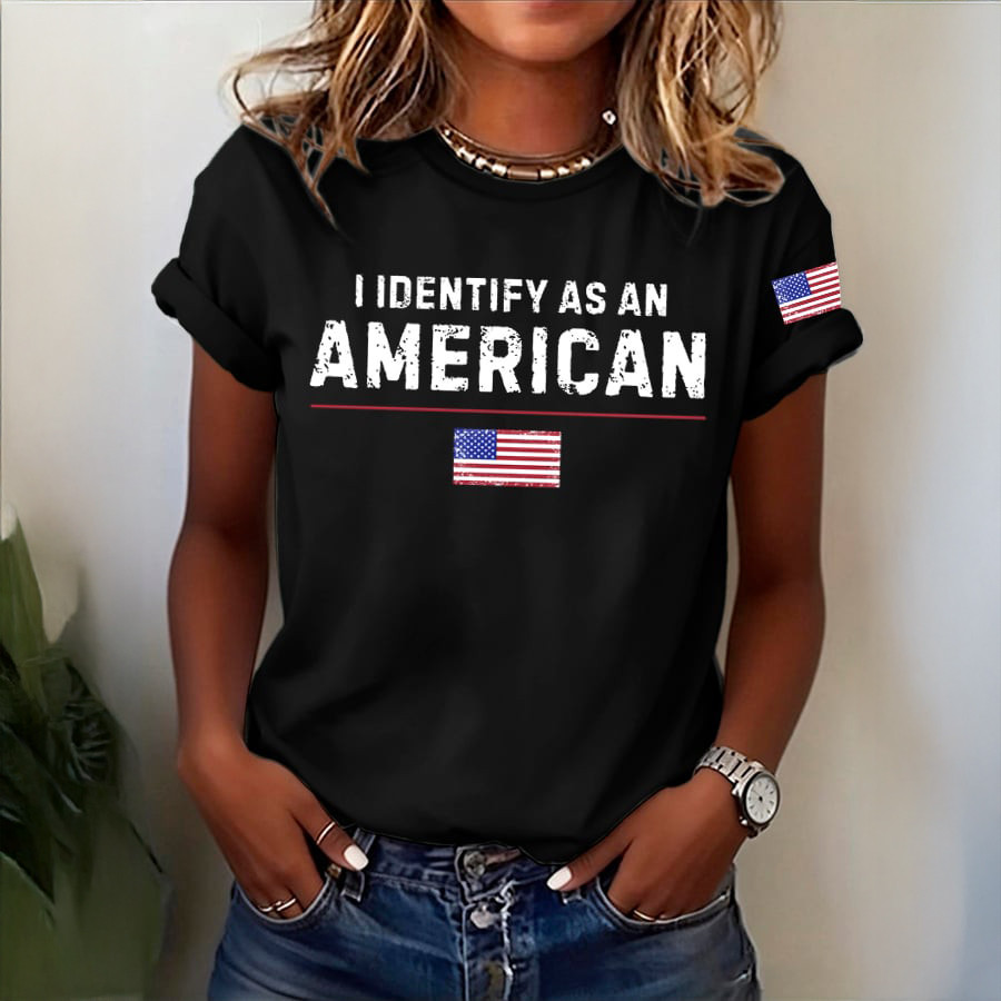 I Identify As An American T-Shirt Fourth Of July Shirt Best Gift For Patriotic Mother