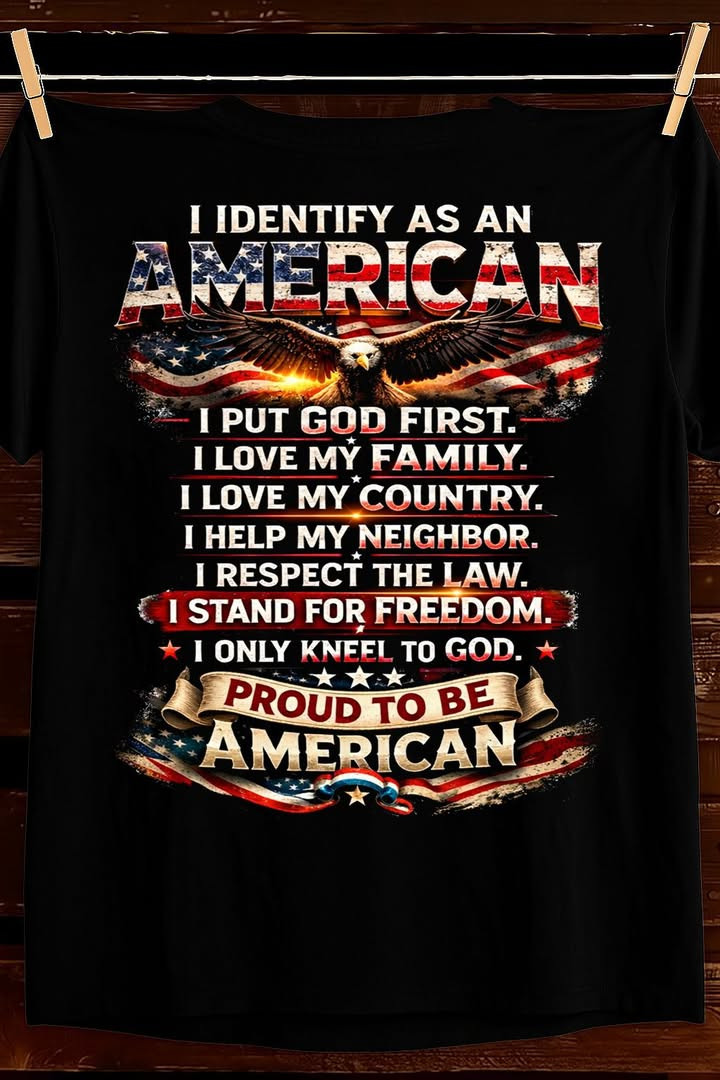 I Identify As An American T Shirt Patriotic America Best Gift For Proud Supporters Fans