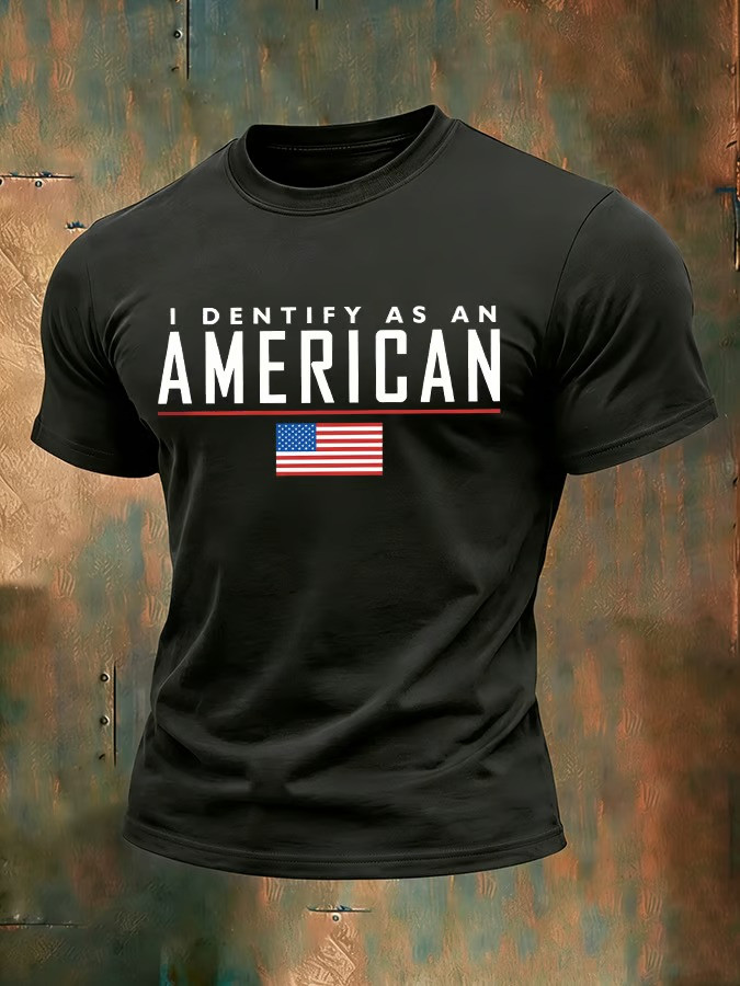 I Identify As An American T-Shirt Patriotic USA Flag Apparel Independence Day Shirt