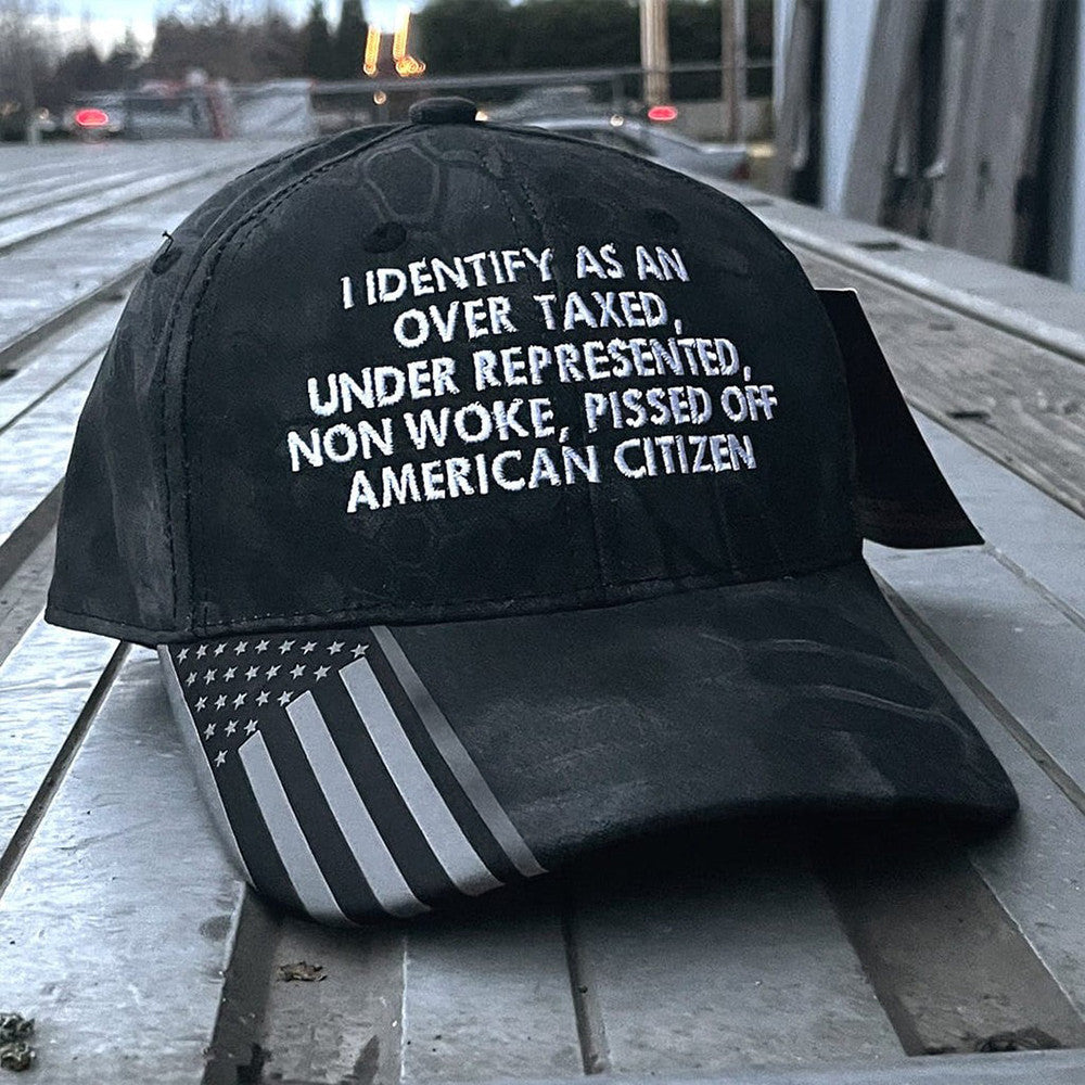 I Identify As An Over Taxed Under Represented Embroidered Camo Hat Funny Saying Political Hat I Identify As An Over Taxed Under Represented Embroidered Camo Hat Funny Saying Political Hat