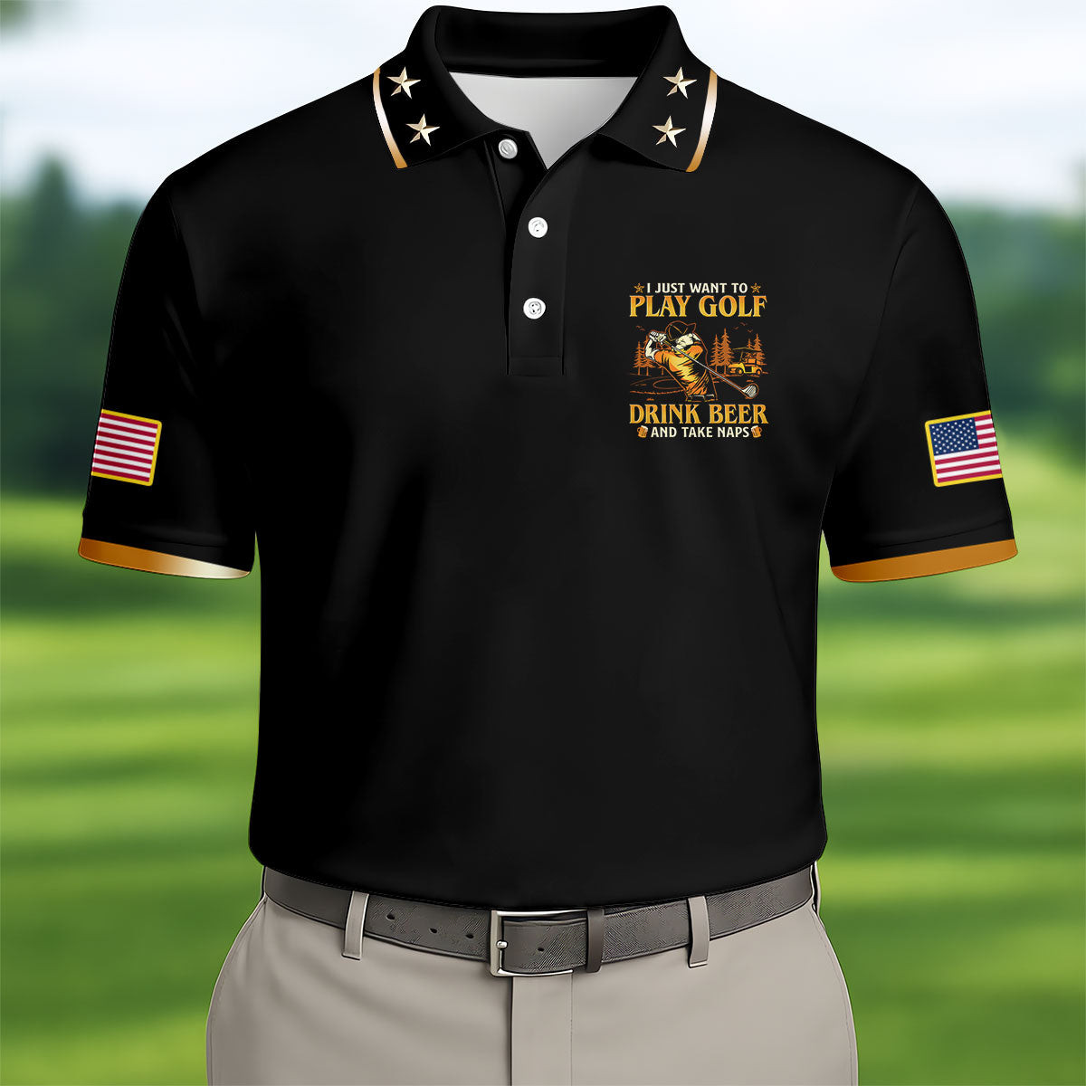 I Just Want To Play Golf Drink Beer And Take Naps Golf Polo Shirt Golf Dad Shirt Father Birthday Gift