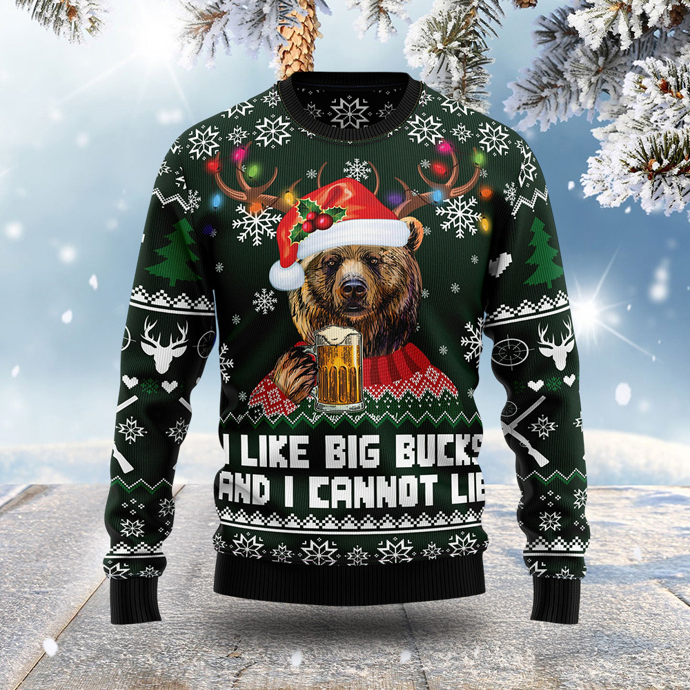 I Like Big Bucks And I Cannot Lie Ugly Xmas Sweaters Merry Xmas Apparel Funny Christmas Gifts