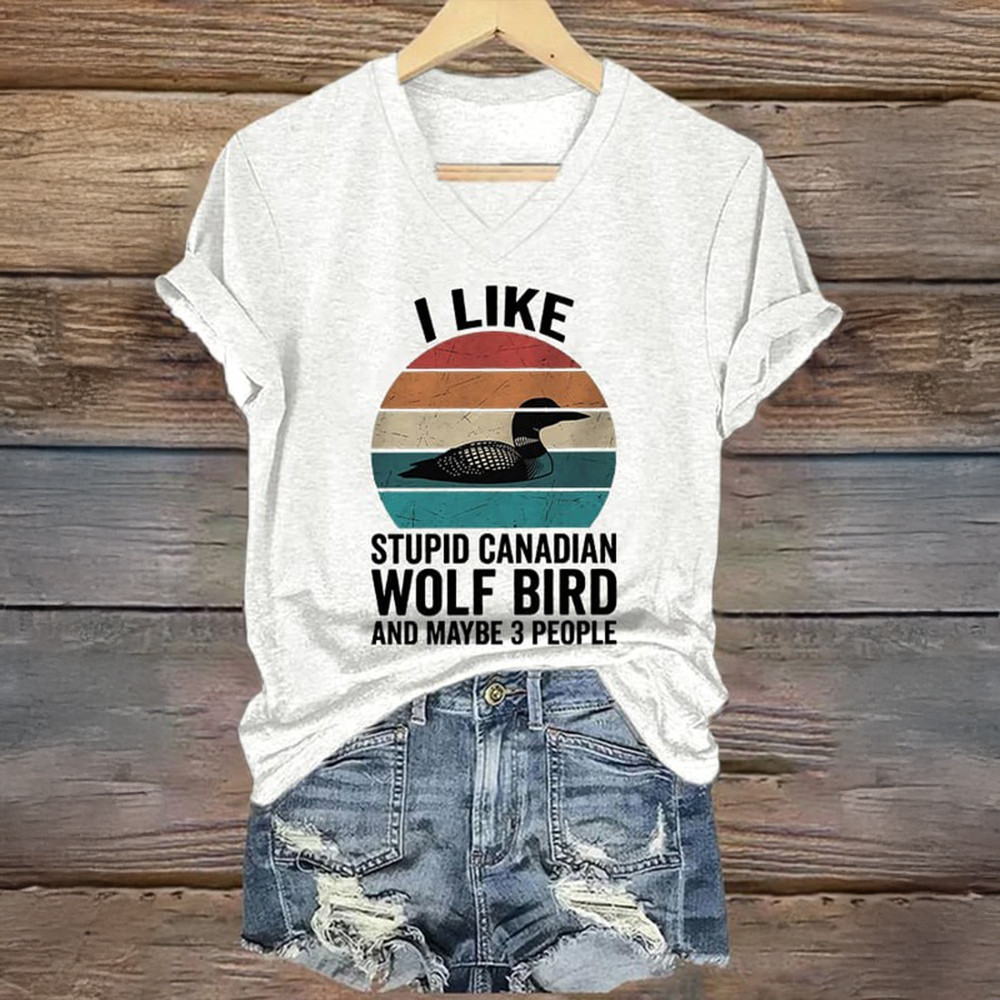 I Like Stupid Canadian Wolf Bird V-Neck Shirt Heated Rivalry Clothes Gift Ideas For Fans