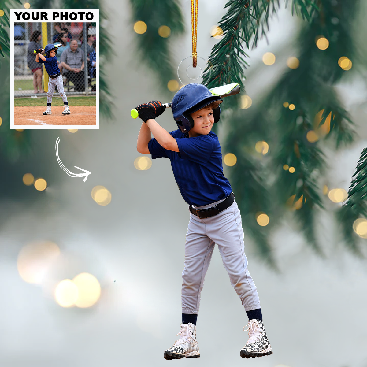 I Love Baseball Customized Your Photo Ornament Personalized Custom Photo Mica Ornament