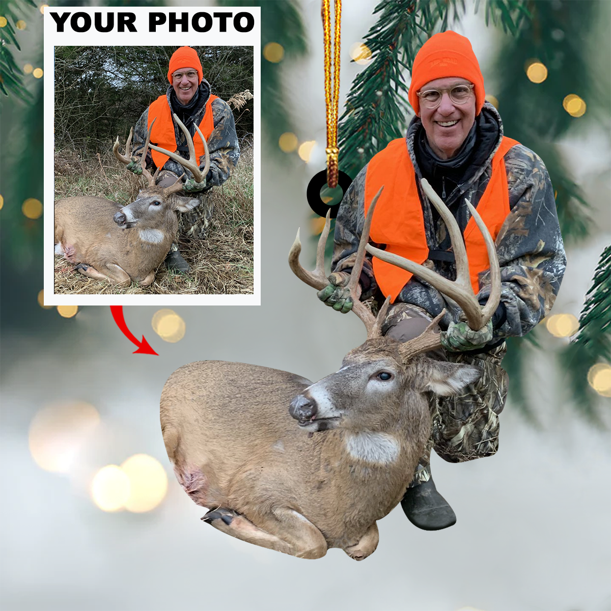 I Love Being A Hunter Personalized Photo Mica Ornament Christmas Gift For Hunting Love