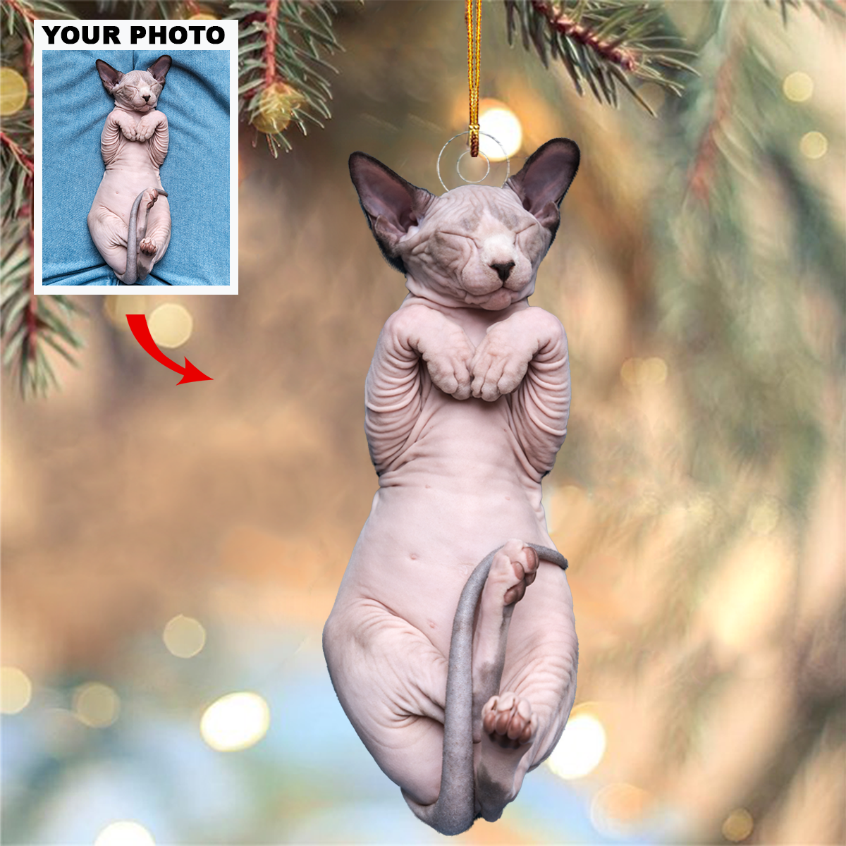I Love Cats Personalized Custom Photo Mica Ornament Christmas Gift For Cat Mom Cat Dad